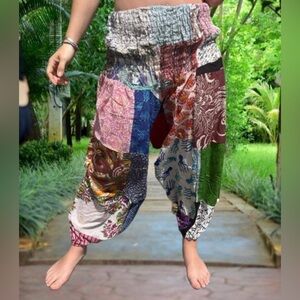 Patchwork Low Crotch Harem Pants